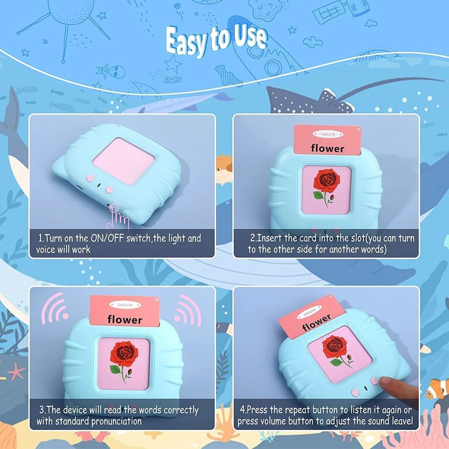 Talking Flash Cards - Interactive Educational Toy for Early Learning (Ages 2-6)