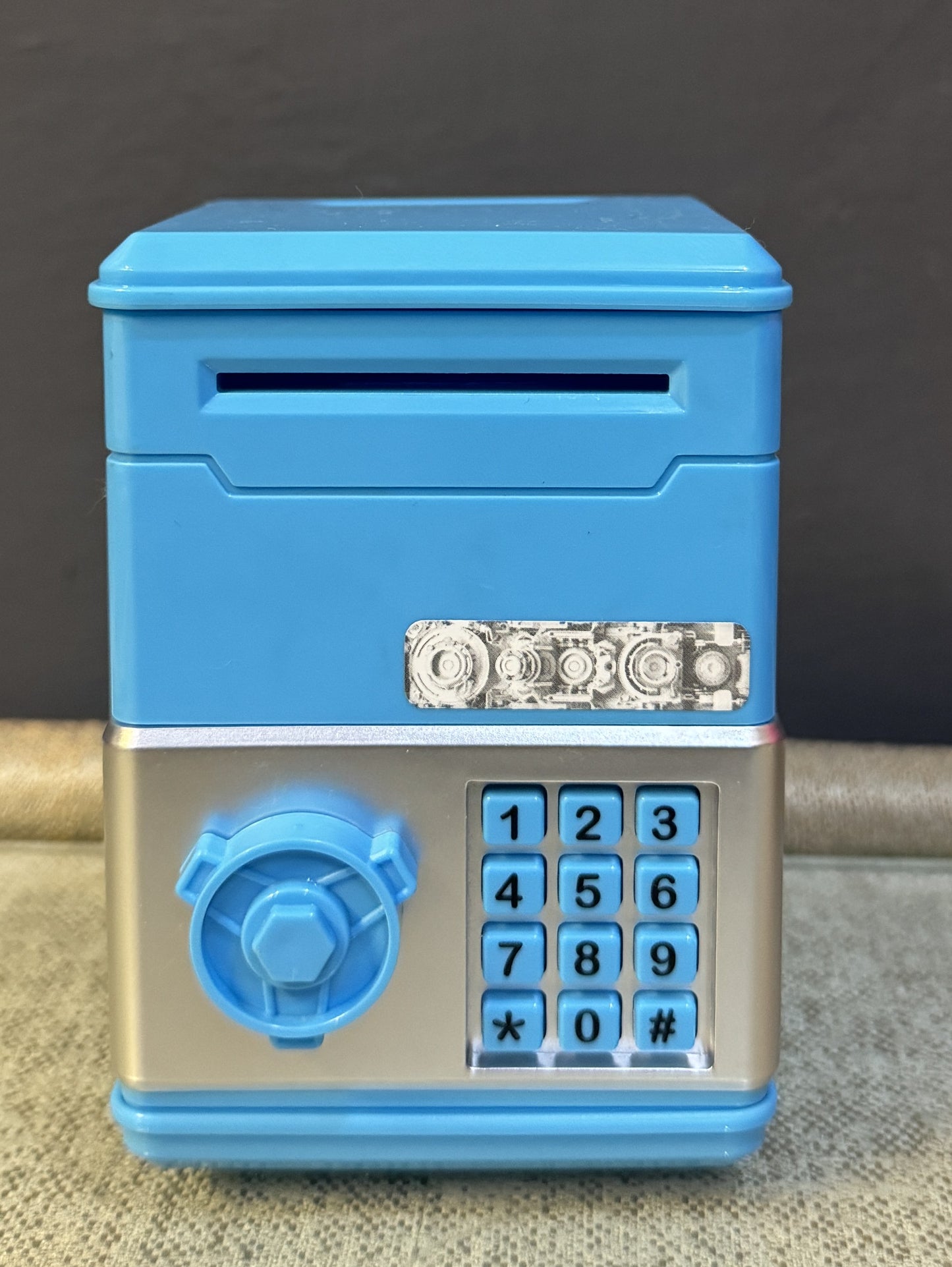 Mini ATM Piggy Bank for Kids – Safe Money Box (Sky Blue, Pink, Purple & Sea Green)