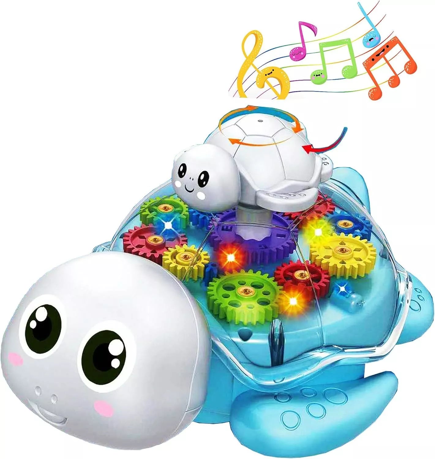 Lucency Gear Turtle - Interactive Moving Toy with Lights and Sound Effects