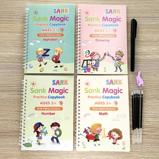 Sank Magic Calligraphy Practice Copybook – 4-Book Set for Kids