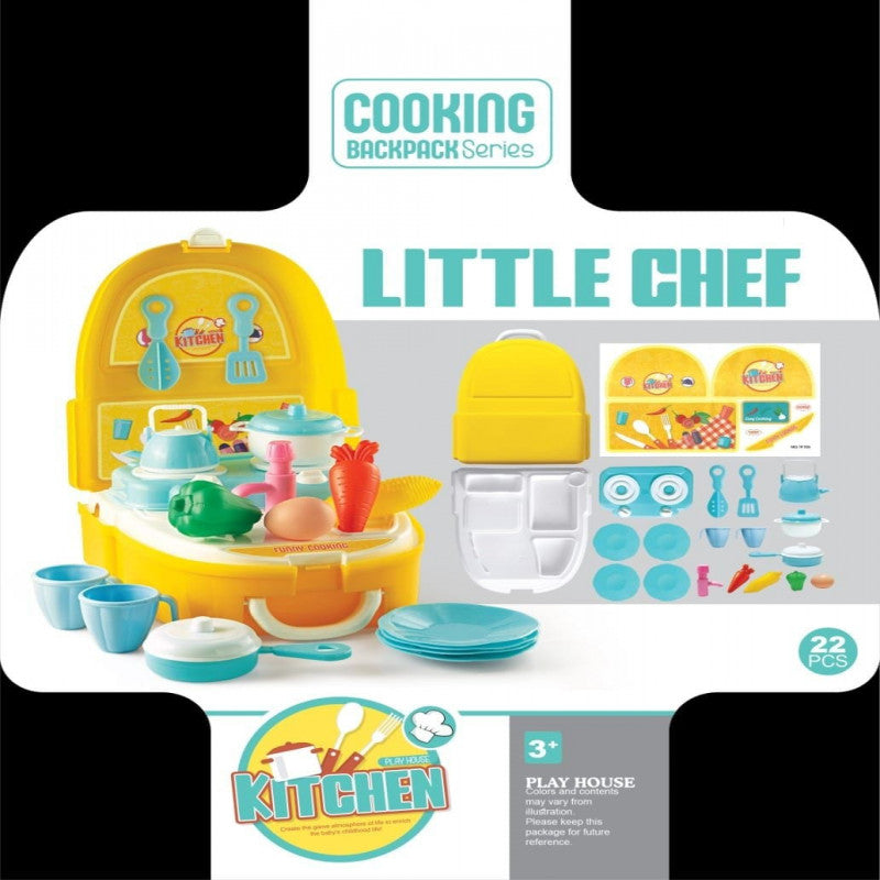 LittleChef Kitchen Backpack – 22-Piece Cooking Playset for Kids