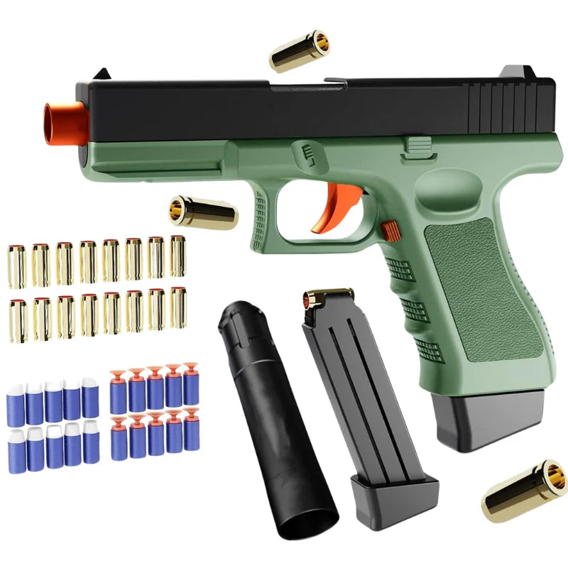 Glock-Style Shell Ejecting Soft Bullet Toy Gun for Kids