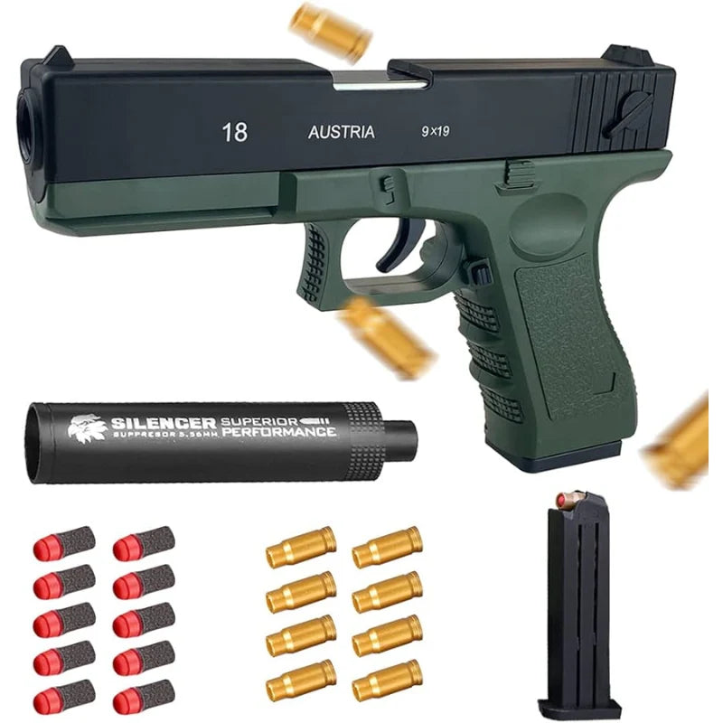 Glock-Style Shell Ejecting Soft Bullet Toy Gun for Kids