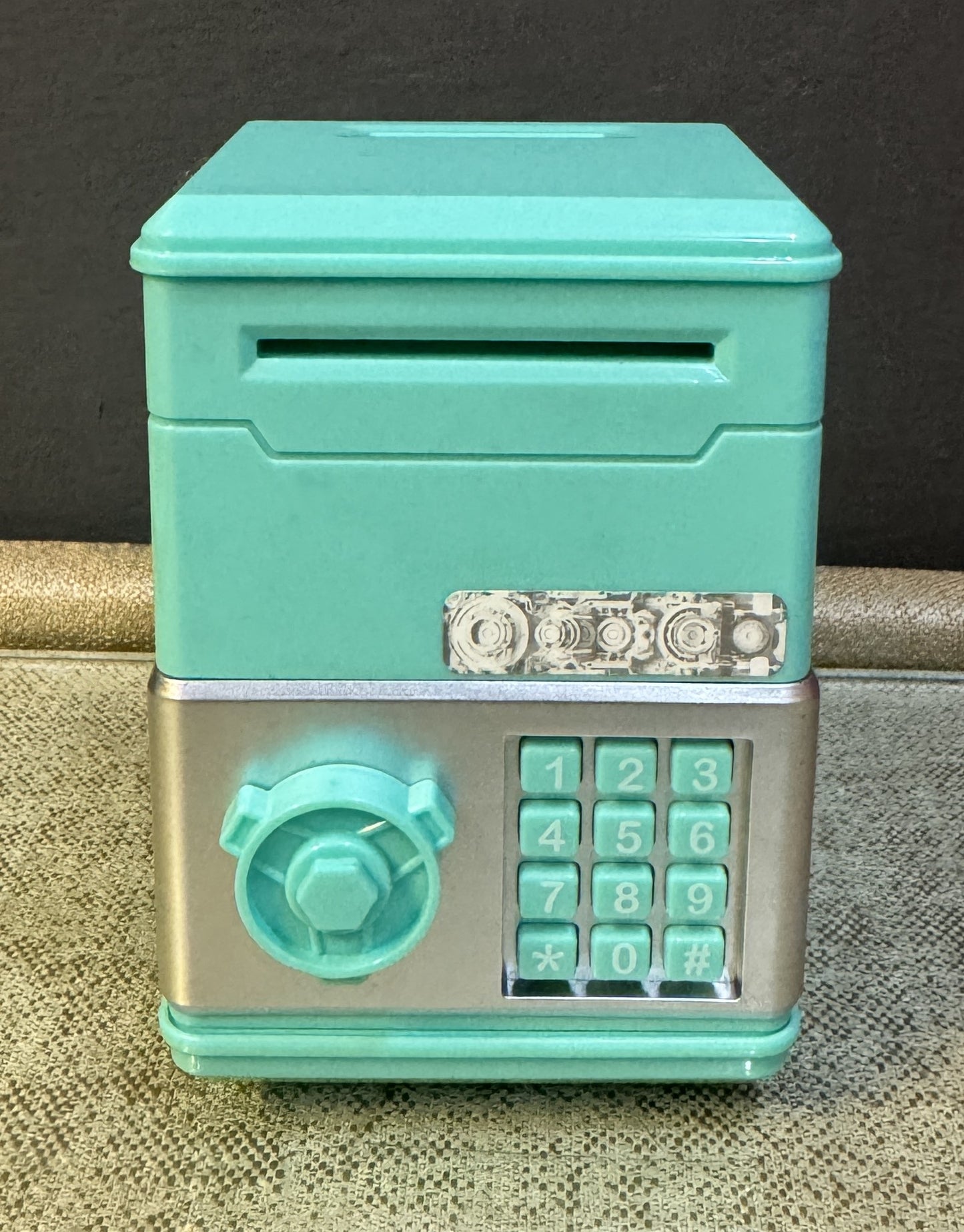 Mini ATM Piggy Bank for Kids – Safe Money Box (Sky Blue, Pink, Purple & Sea Green)