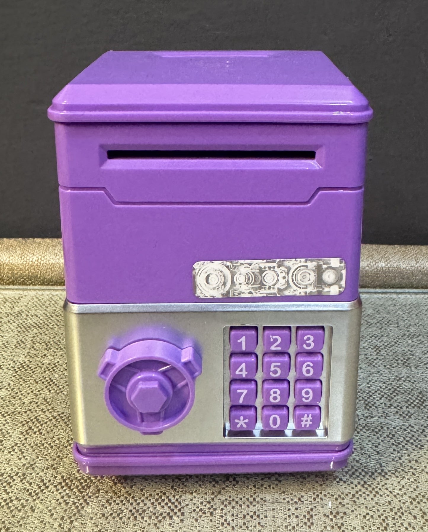 Mini ATM Piggy Bank for Kids – Safe Money Box (Sky Blue, Pink, Purple & Sea Green)