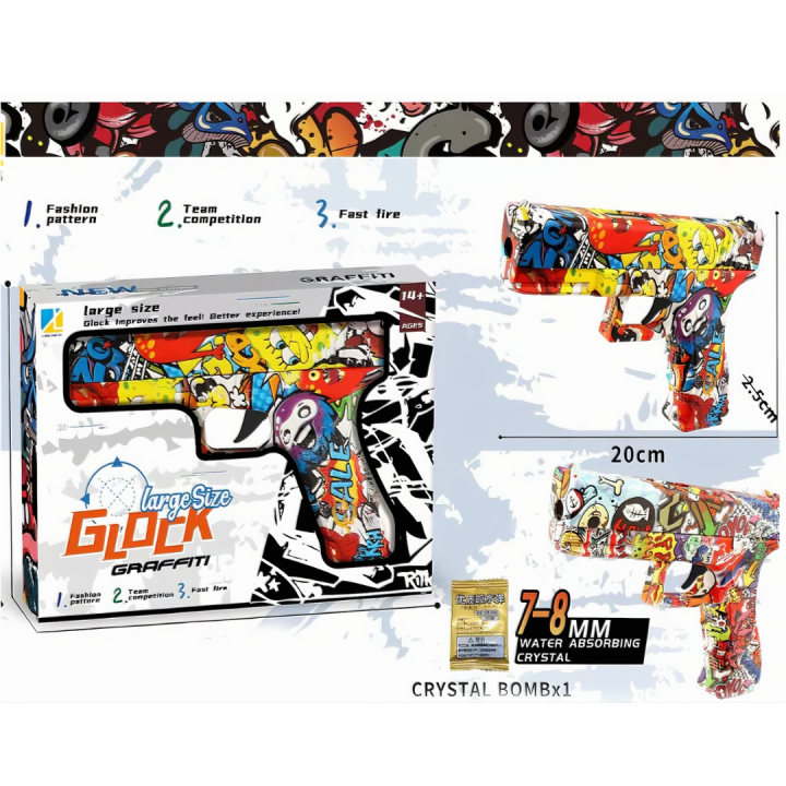 Gel Ball Blaster – Large Size Glock Graffiti Gun with Fast Fire Action