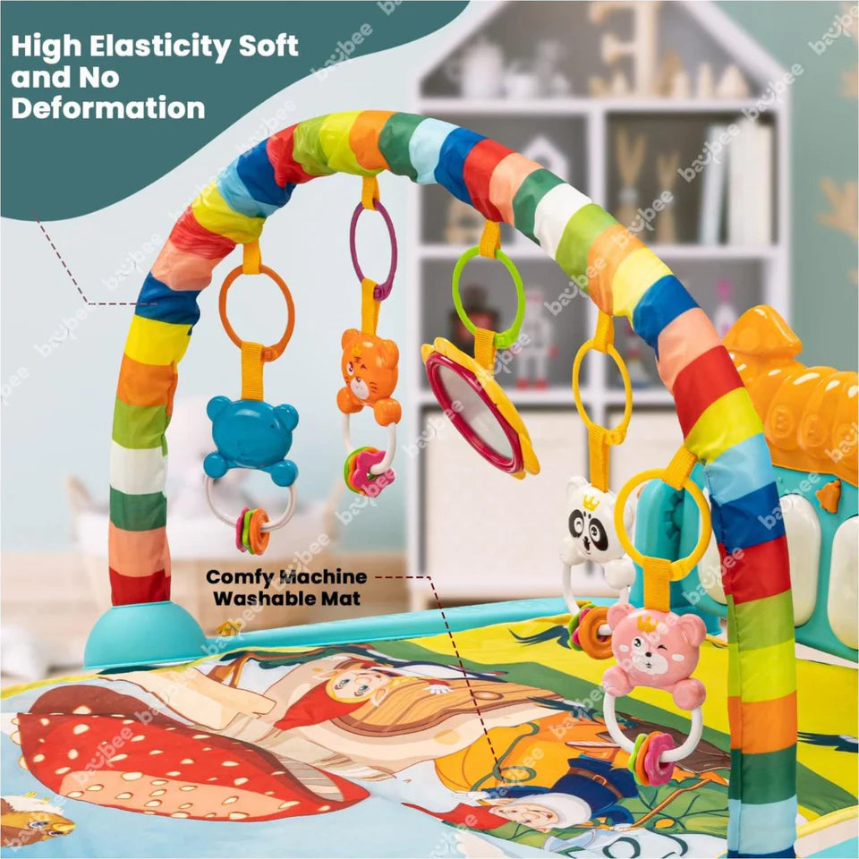 Baby Piano Fitness Rack – Musical Play Gym with Lights & Hanging Toys (0-18M)