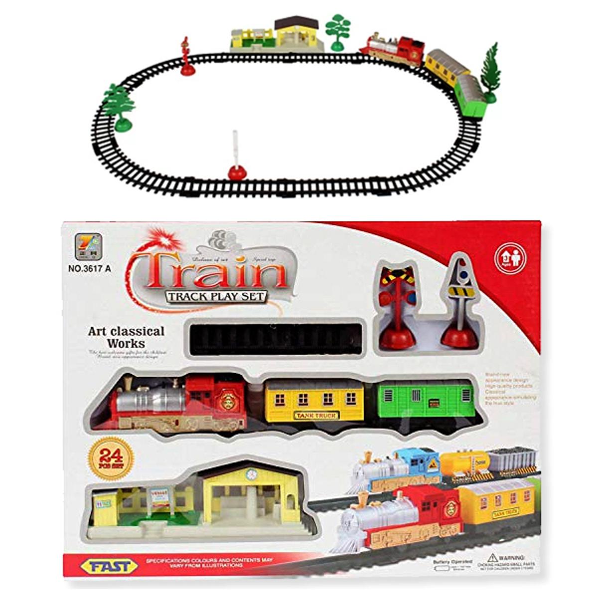 Electric Train Track Toy Set - Battery Operated Interactive Train Set for Kids